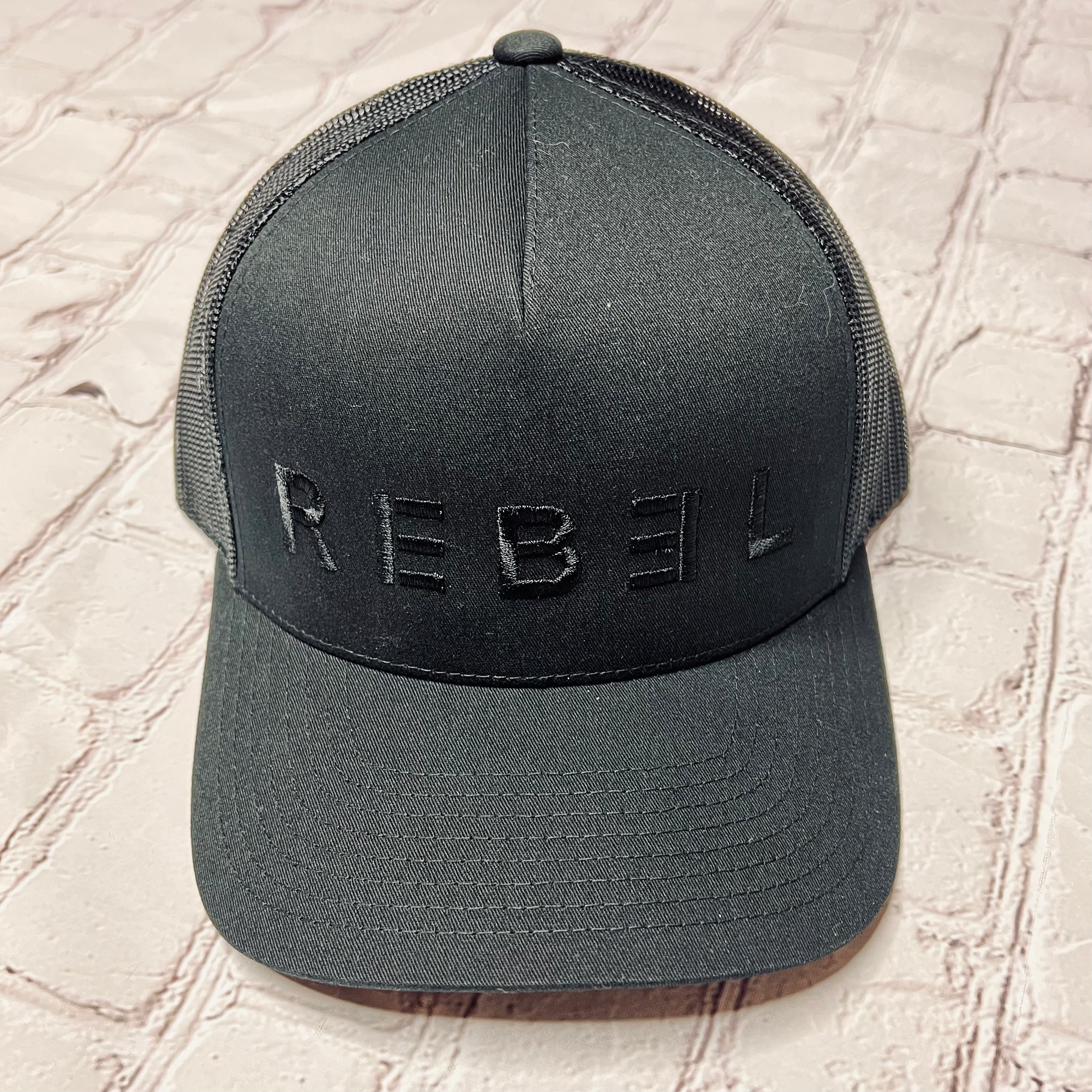 Black on Black REB3L Logo Trucker Hat
