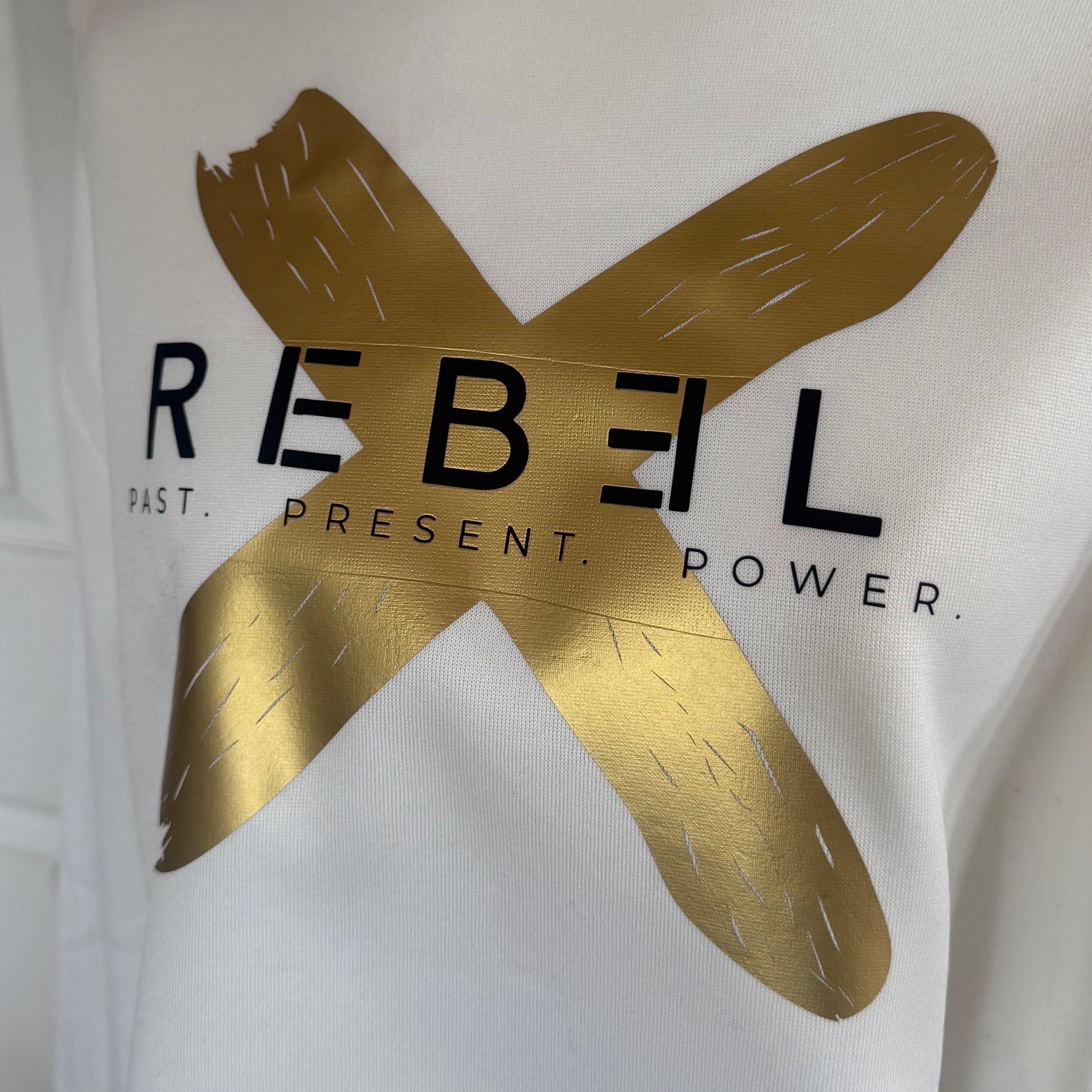 REB3L X Off-the-Shoulder Anniversary Crop Crew (White)